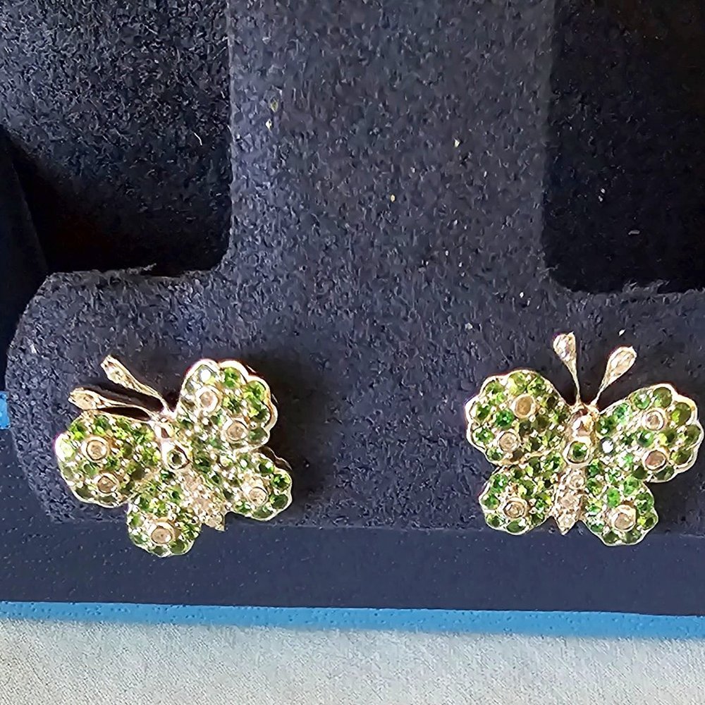 Butterfly Earrings green gemstones